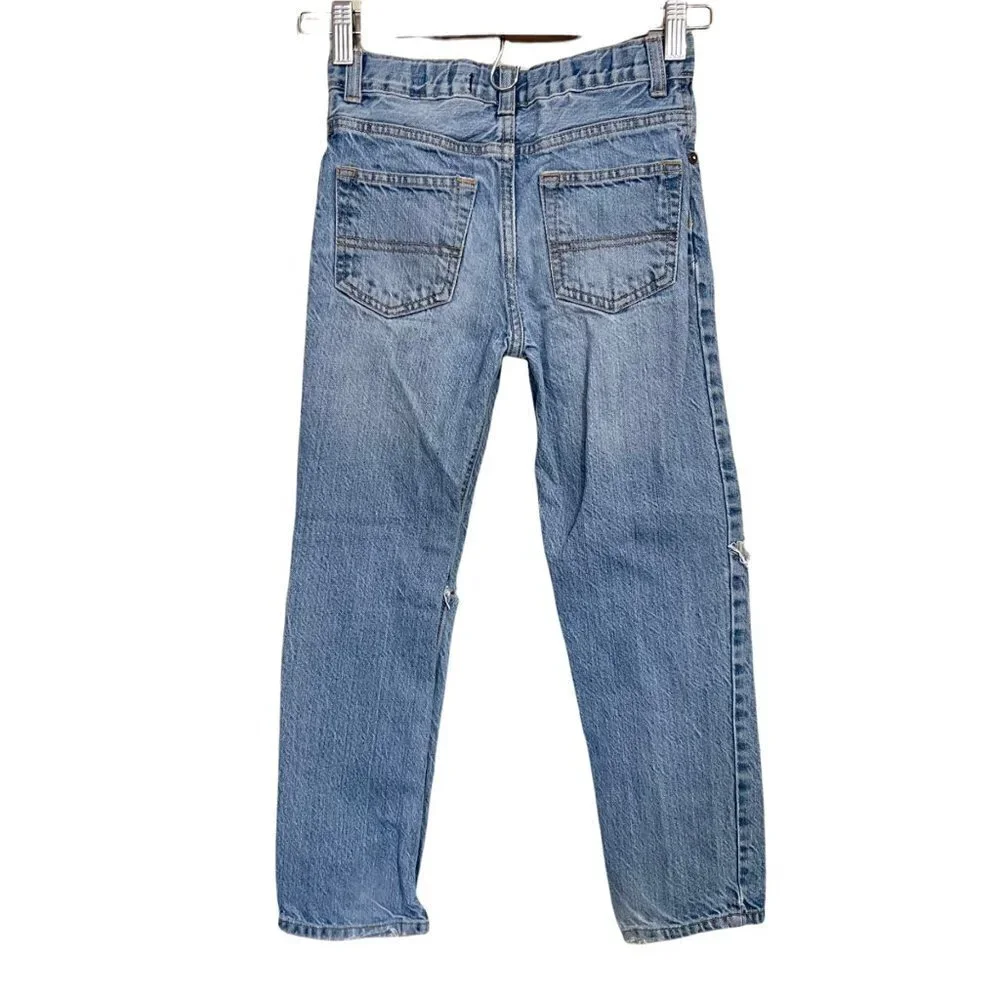 Oshkosh B'Gosh Kids Girls Light Wash Distressed Straight Leg Jeans Size 7R